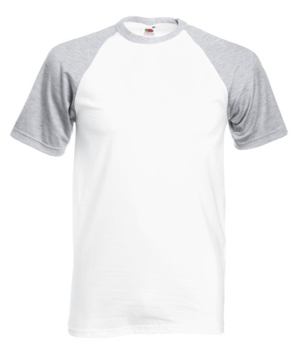 Fruit of the Loom, Baseball T, men's cotton two-tone T-shirt, white-tee, L