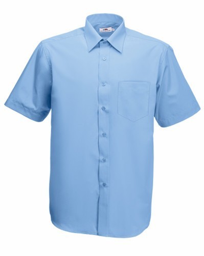 Fruit of the Loom, Poplin Shirt, men's short sleeve shirt, light blue, 3XL