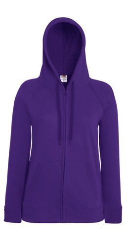 Fruit of the Loom, Ladies Lightweight Hooded Sweat Jacket, hooded sweatshirt, purple, XL