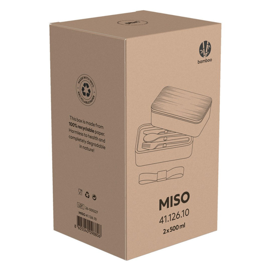 MISO, eko posuda za hranu, 2x 500 ml, crna