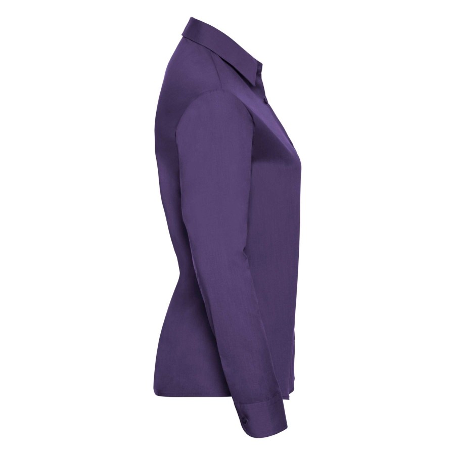 RUSSELL Women's Long Sleeved POLYCOTTON EASY CARE POPLIN Shirt