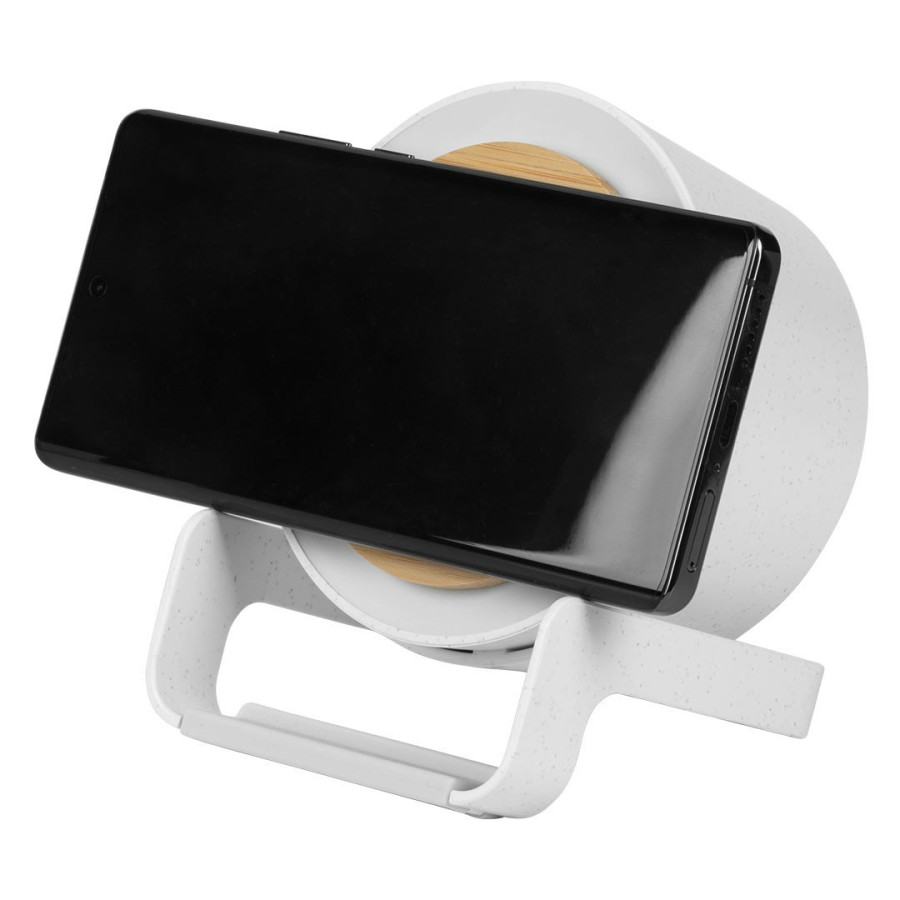 REFLECTOR, bežični zvučnik 3w,  bežični punjač 15w i držač za telefon, beli