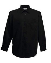 Fruit of the Loom, Poplin Shirt, Men's Long Sleeve Shirt, Black, XL