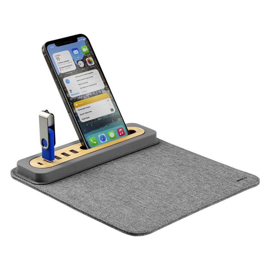 UNI PAD, mouse pad, usb hub, gray