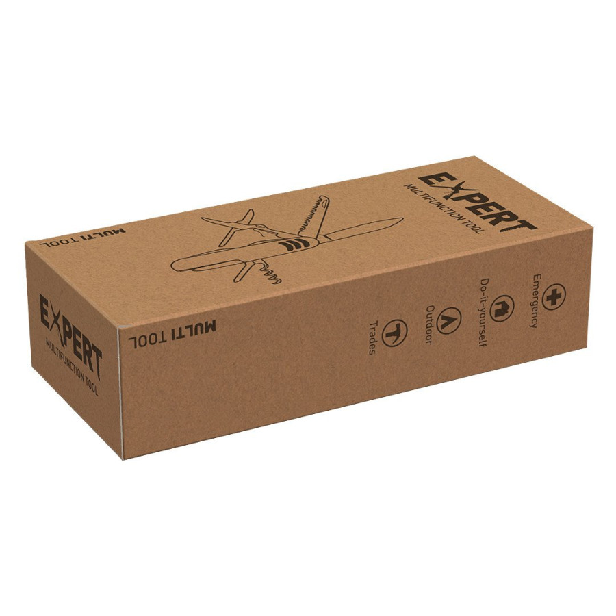 EXPERT, multifunctional knife, 11 functions, red