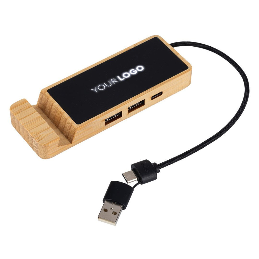 ENNIO, usb razdelnik sa 3 ulaza, držač za telefon, bež