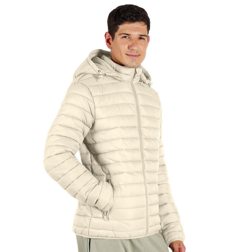 LIBERTY JACKET MEN, light padded jacket with hood, off white