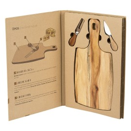 PARMA, chopping board and cheese knives in a set, 3/1, beige