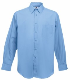 Fruit of the Loom, Poplin Shirt, Men's Long Sleeve Shirt, Light Blue, XL