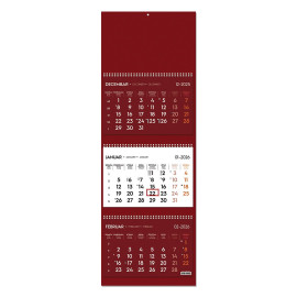 POSLOVNI 73, wall calendar, 3 parts, 3 x 12 pages, format 23 x 51 cm, burgundy