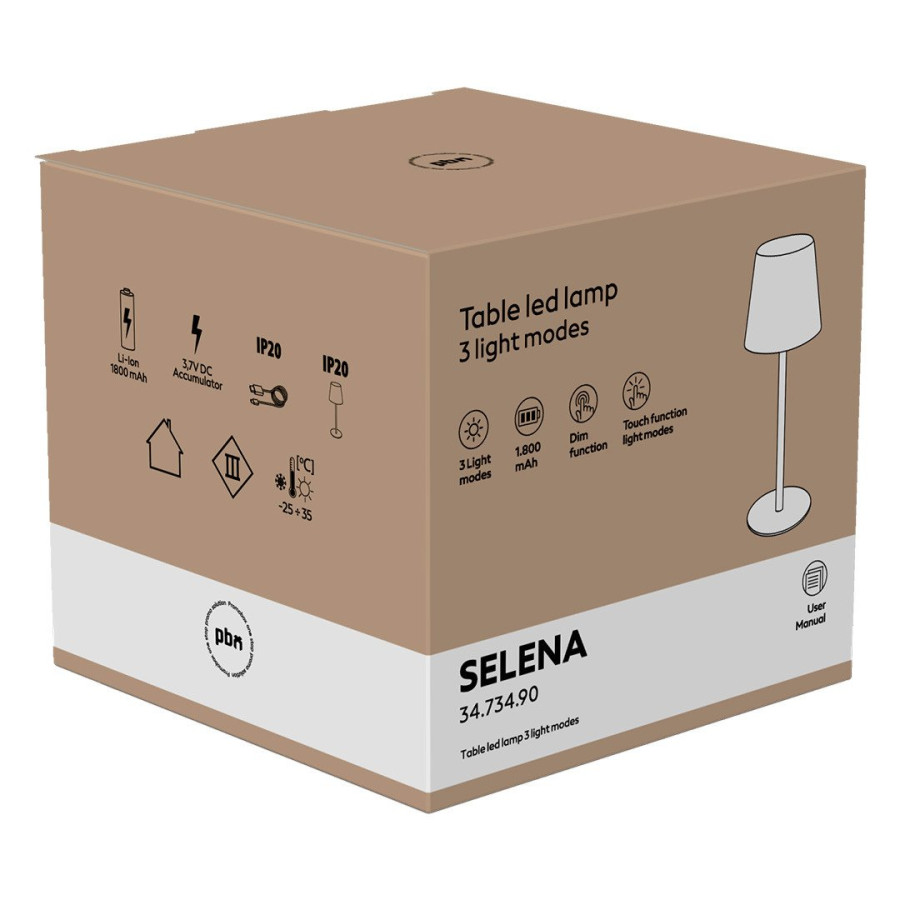 SELENA, led stona lampa, bela