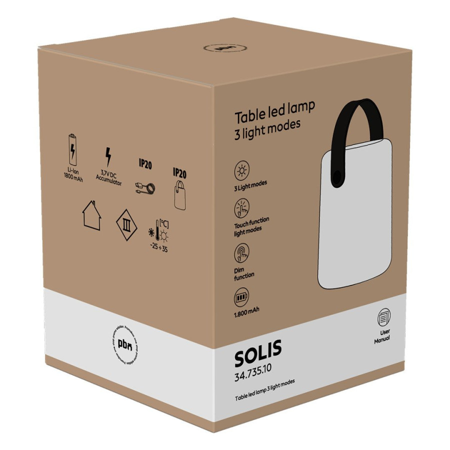 SOLIS, led stona lampa, crna