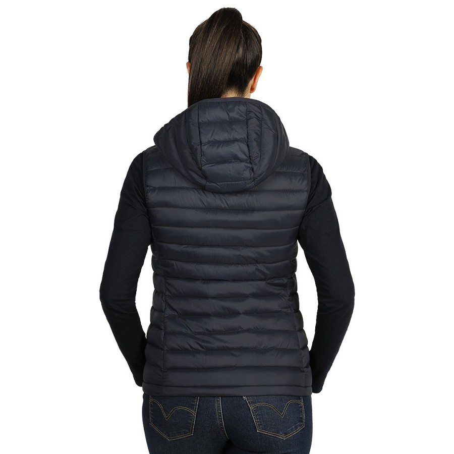 JET WOMEN, women's light padded, fully zippered winter vest with hood, blue