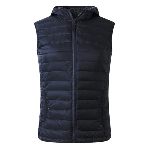 JET WOMEN, women's light padded, fully zippered winter vest with hood, blue