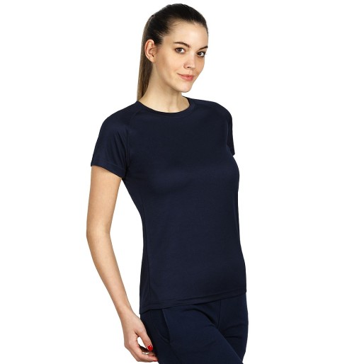 RECORD LADY, women's t-shirt, 100% polyester, blue