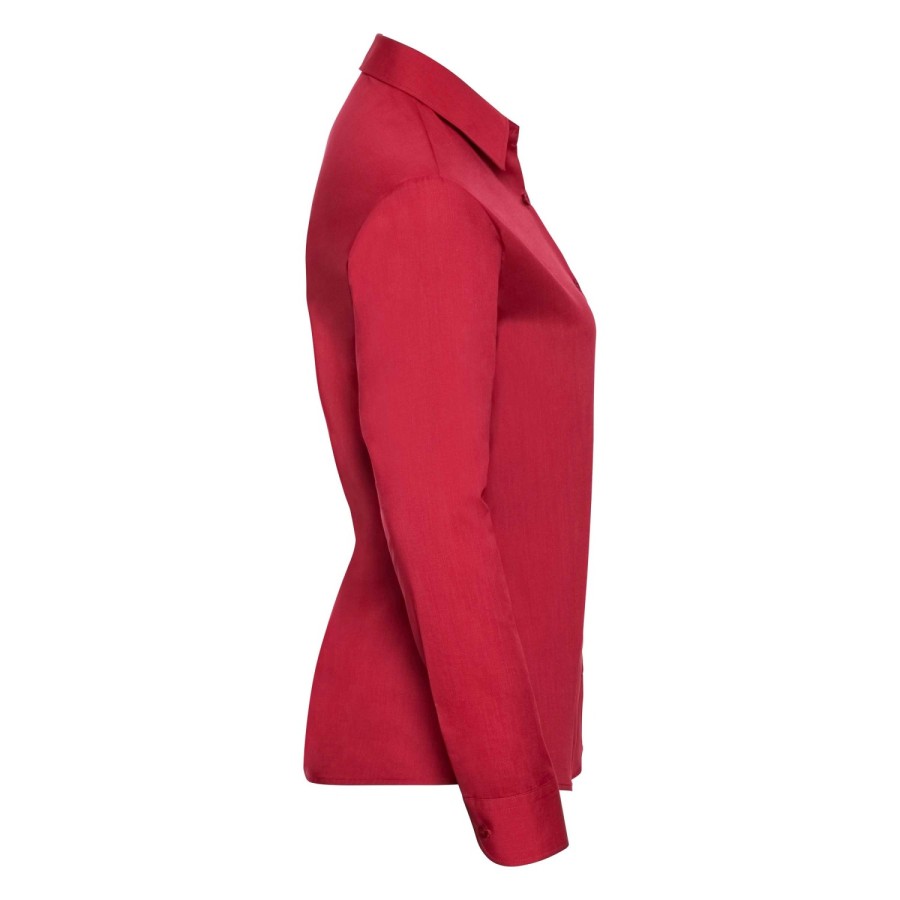 RUSSELL Women's Long Sleeved POLYCOTTON EASY CARE POPLIN Shirt