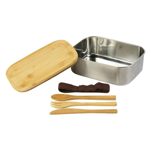 SALMON, posuda za hranu sa priborom, 1100 ml, srebrna