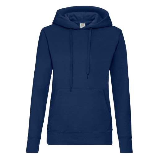 Fruit Of The Loom, Ladies Classic Hooded Sweat, duks sa kapuljačom za žene, teget, S