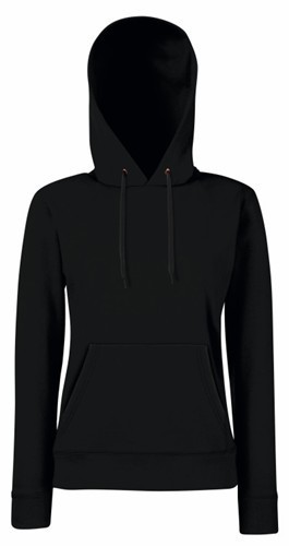 Fruit Of The Loom, Ladies Classic Hooded Sweat, duks sa kapuljačom za žene, crna, 2XL