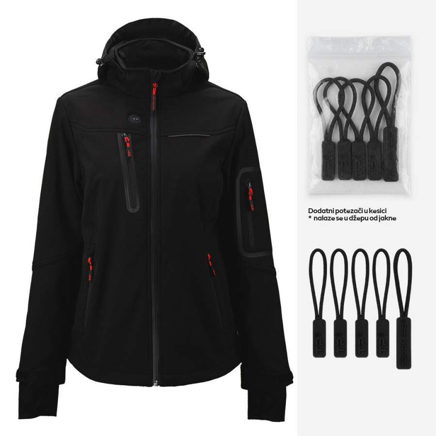 PANTHER THERMO WOMEN, ženska softshell jakna sa ugrađenim grejačima, crna