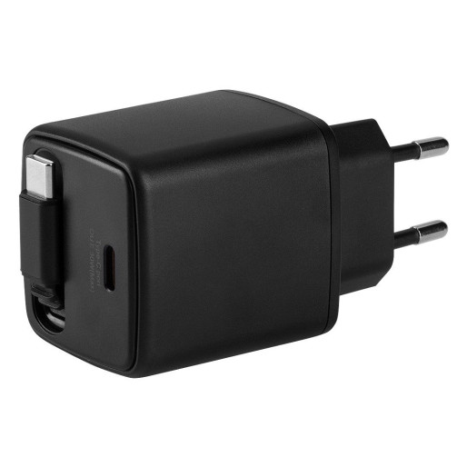 GANT 30W, wall charger with retractable cable, 30w, black