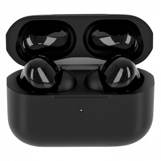 META, wireless stereo earbuds with wireless charger, black