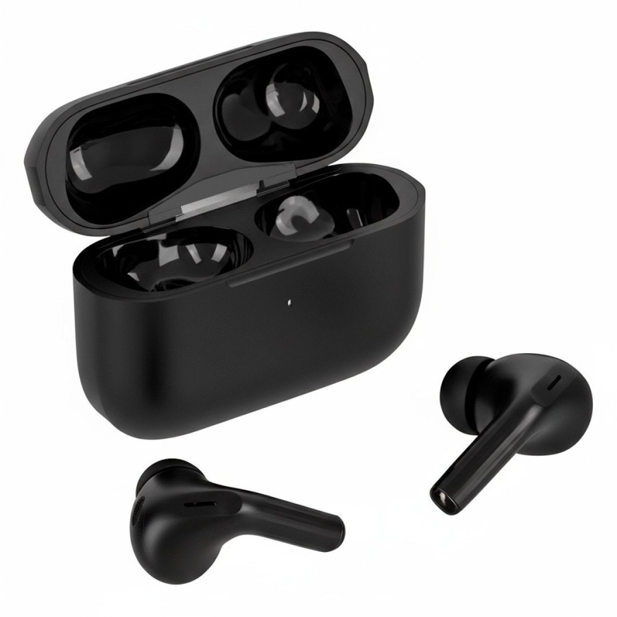 META, wireless stereo earbuds with wireless charger, black