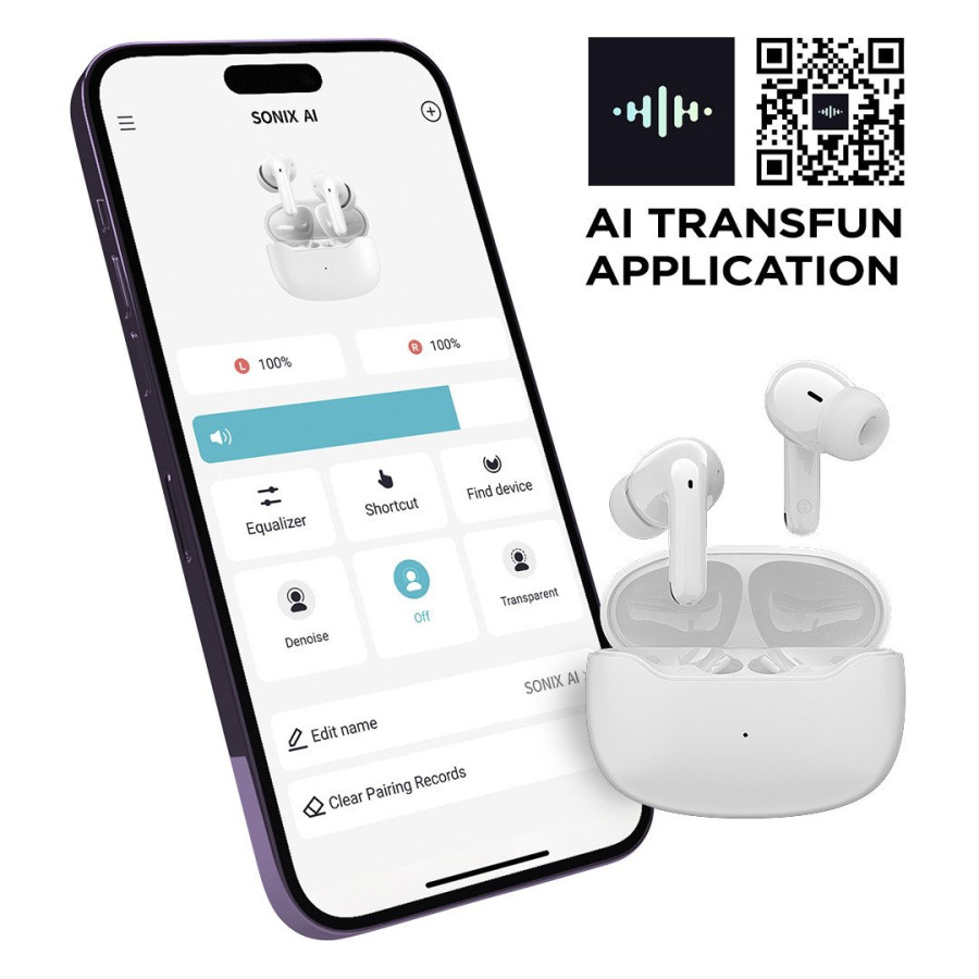 SONIX AI, bežične stereo slušalice, bele