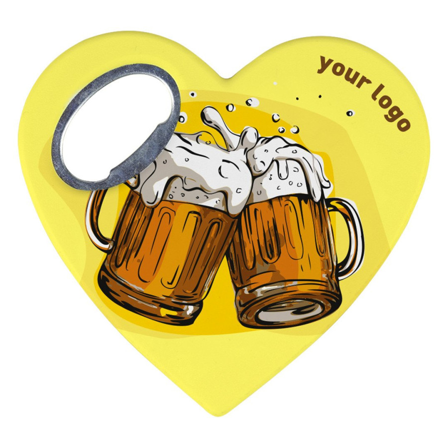 MAGNET HEART, bottle opener with magnet, white
