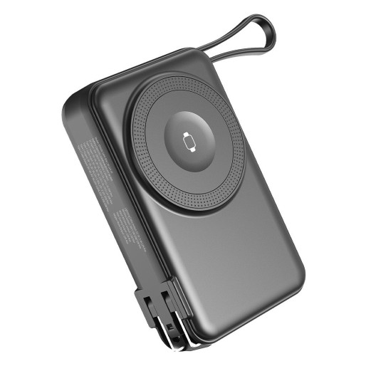 EDISON 10PD 35W, univerzalni putni punjač pomoćna baterija, 10.000 mah, 35w sa magnetom i kablom na izvlačenje, crna