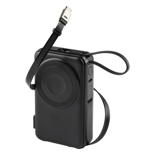 EDISON 10PD 35W, univerzalni putni punjač pomoćna baterija, 10.000 mah, 35w sa magnetom i kablom na izvlačenje, crna
