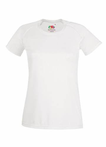 Fruit of the Loom, Performance, sports polyester T-shirt for women, white, XL