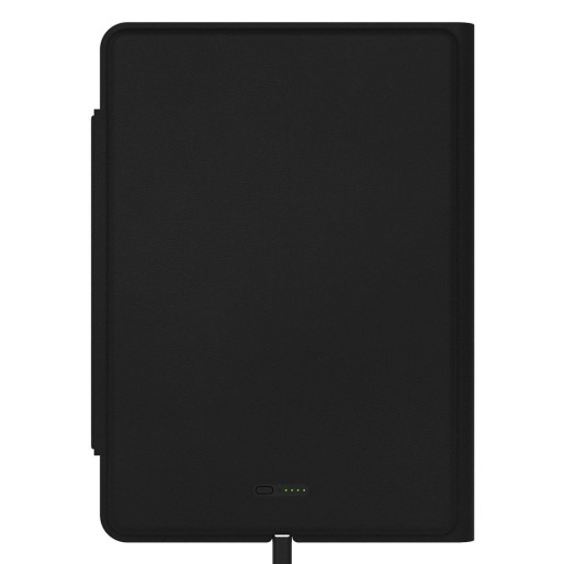 GLOBAL 2IN1, magnetic, portfolio case with a5 notebook, power bank 5.000 mah, wireless charger for two devices in a gift box black