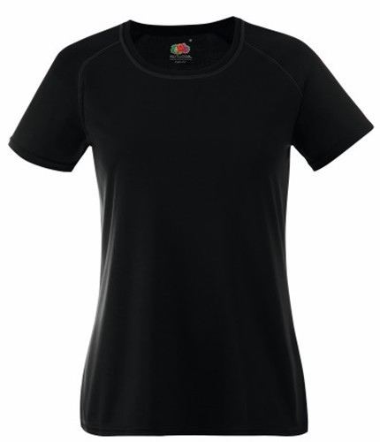 Fruit of the Loom, Performance, sports polyester T-shirt for women, black, L