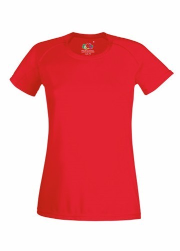 Fruit of the Loom, Performance, sports polyester T-shirt for women, red, XS