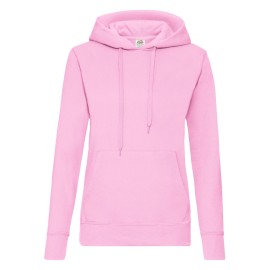Fruit Of The Loom, Ladies Classic Hooded Sweat, duks sa kapuljačom za žene, roza, L