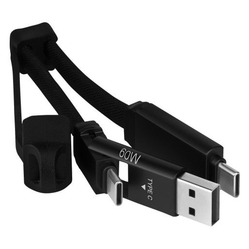 FELIX 2IN1, usb type-c charging and data cable with key holder, 2 in 1, 60w, black