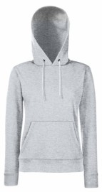 Fruit Of The Loom, Ladies Classic Hooded Sweat, Women's Hooded Sweatshirt, Ash Gray, S