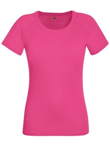 Fruit of the Loom, Performance, sports polyester T-shirt for women, fuchsia, L