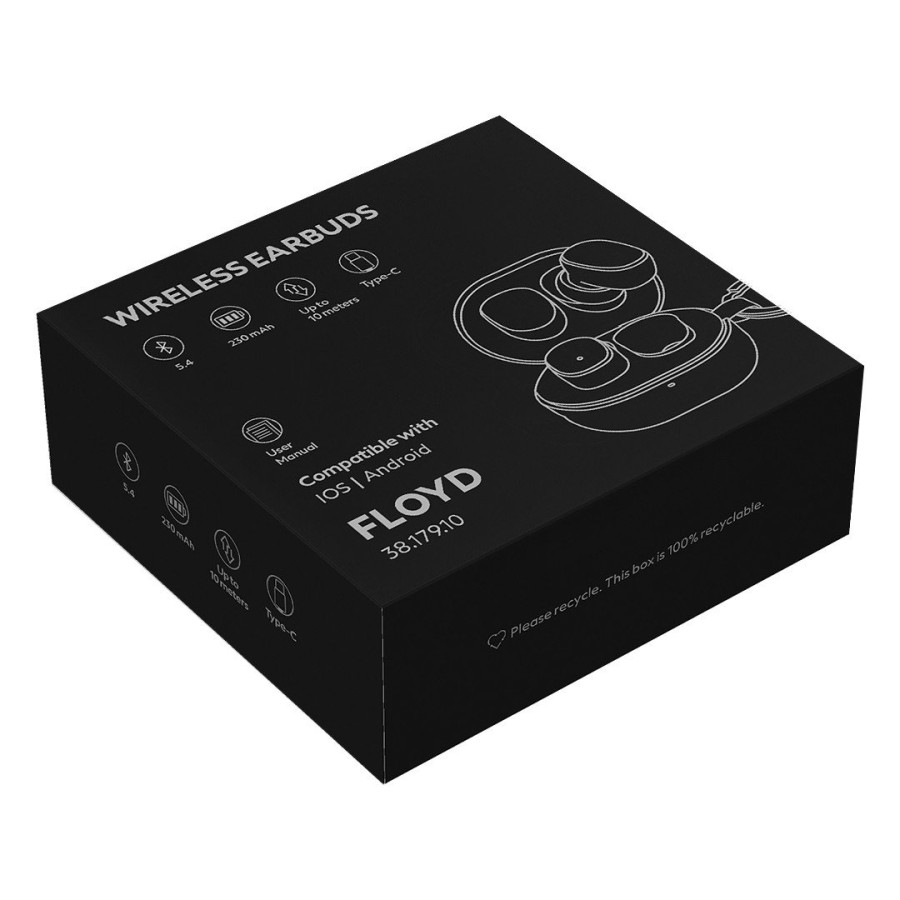 FLOYD, wireless stereo earbuds, black