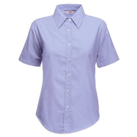 Fruit of the Loom, Ladies Short Sleeve Oxford Shirt, women's oxfor shirt, atlantic blue XS.
