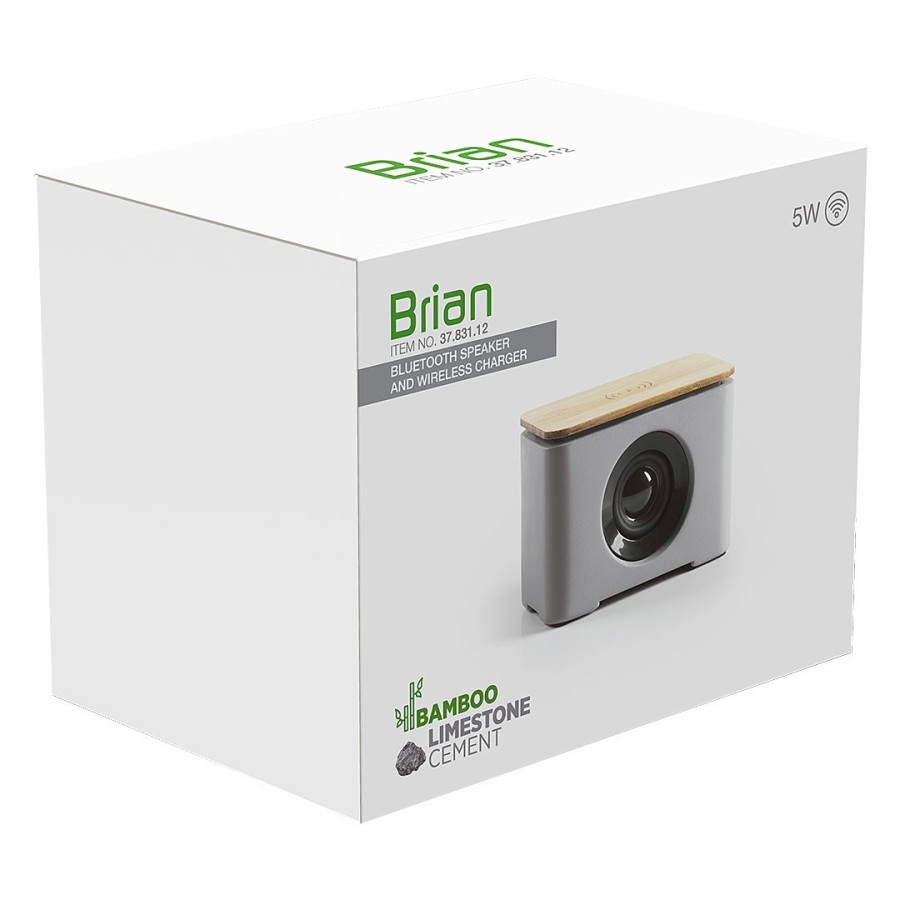 BRIAN, bluetooth zvučnik sa bežičnim punjačem, sivi