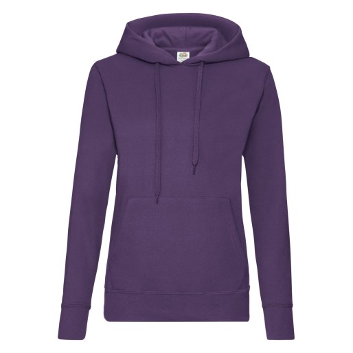 Fruit Of The Loom, Ladies Classic Hooded Sweat, duks sa kapuljačom za žene, ljubičasta, L