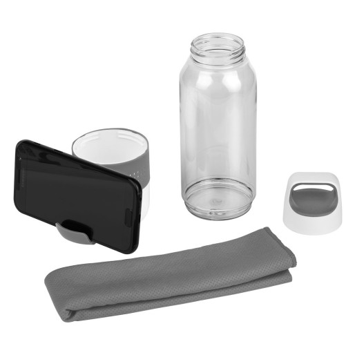 FITNESS, sportska boca sa peškirom, 600ml, siva