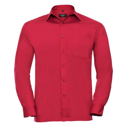 RUSSELL men's long sleeve shirt POLYCOTTON EASY CARE POPLIN.Elegant and versatile material.Classic, two buttons on cuff.35% Poplin cotton / 65% polyester, 110/105 g / m2.Drying at 50 degrees.EASY CARE -dry quickly , easily ironed white XS