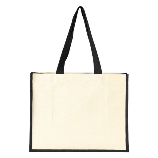 TAHITI, jute and cotton shopping bag, black