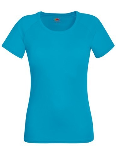 Fruit of the Loom, Performance, sports polyester T-shirt for women, azure blue, XS