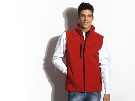 FEEDBACK MEN, men's softshell vest, red