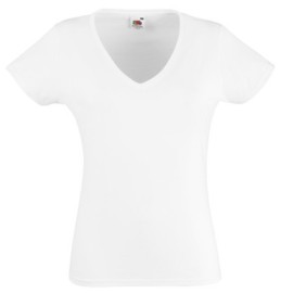 Fruit of the Loom, Ladies Valueweight V-Neck T, ženska majica kratkih rukava na V izrez, bela, S