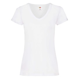 Fruit of the Loom, Ladies Valueweight V-Neck T, Women's V-neck T-shirt, White, M